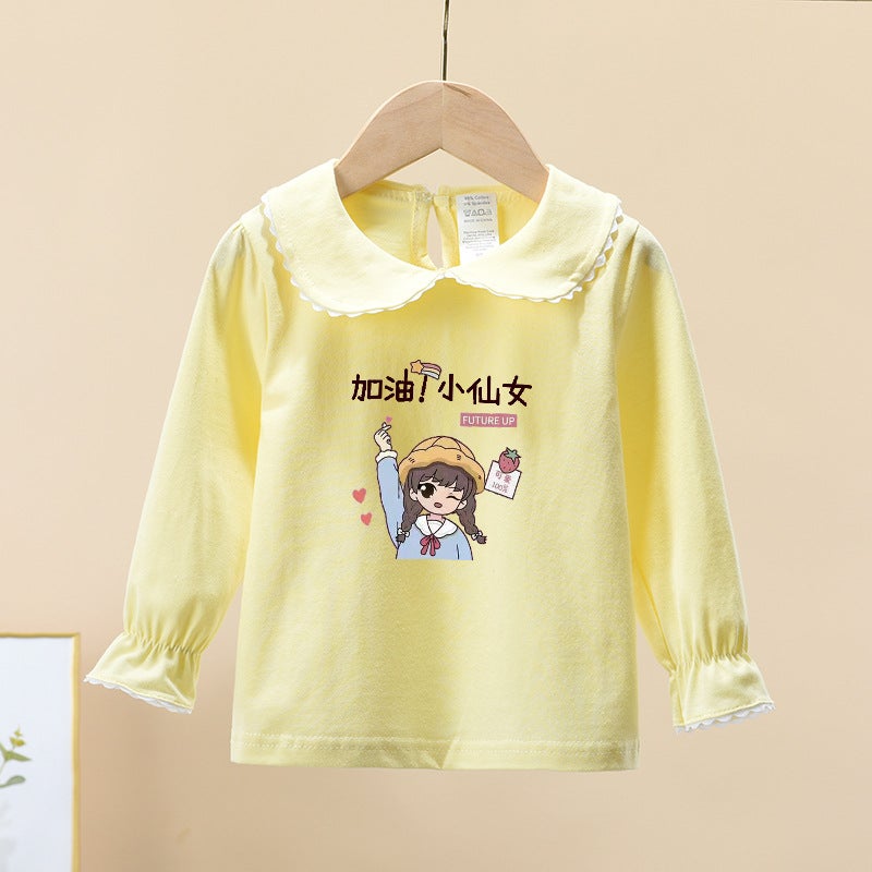 Baby Clothes Western Style Pure Cotton Long-Sleeved T-Shirt Autumn Clothes Children'S Baby Girl Children'S Top Base Shirt Trendy - Image 3