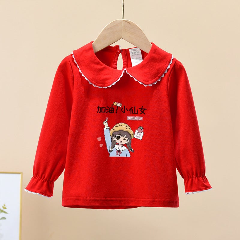 Baby Clothes Western Style Pure Cotton Long-Sleeved T-Shirt Autumn Clothes Children'S Baby Girl Children'S Top Base Shirt Trendy - Image 2
