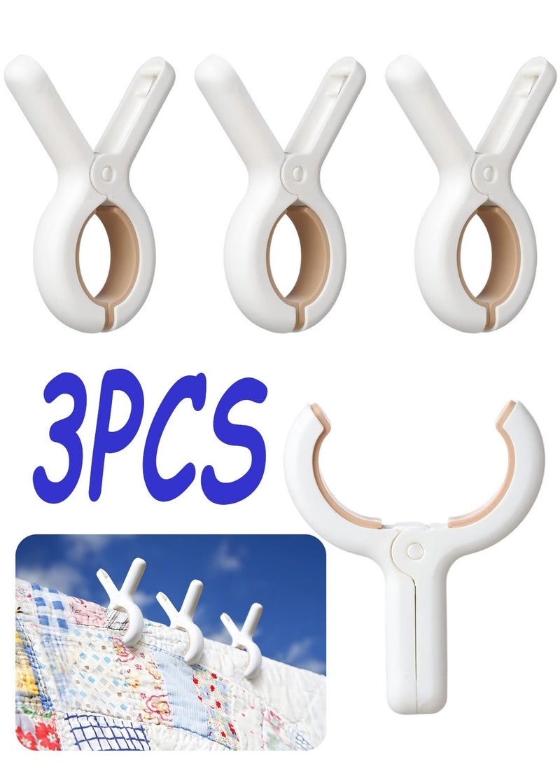 3 Pack Plastic Heavy Duty Clothes Pins, Anti-Rust Spring Laundry Clips, Ideal for Hanging Clothes, Beach Towels and Blankets for Drying - Image 1