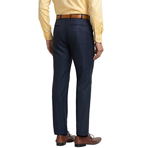 Raymond Men's Flat Front Contemporary Fit Dark Blue Formal Trouser - Image 4