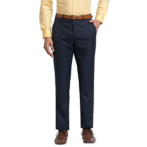 Raymond Men's Flat Front Contemporary Fit Dark Blue Formal Trouser - Image 1