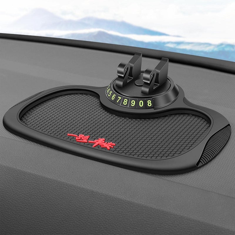 klarako Multifunctional Car Anti Slip Mat, Dashboard 360° Rotation Holder Parking Card Phone Holder GPS Holder, for Sunglasses Keys Cell Phones Cards, Black - Image 3
