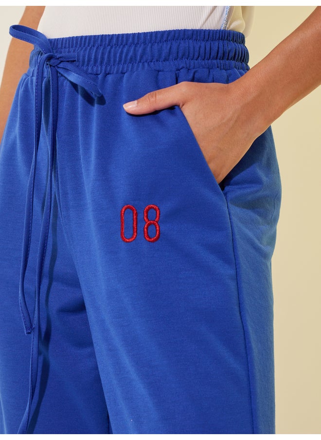 Take Two Take Two Embroidered Detail Wide Leg Joggers with Drawstring Waist  - Image 4