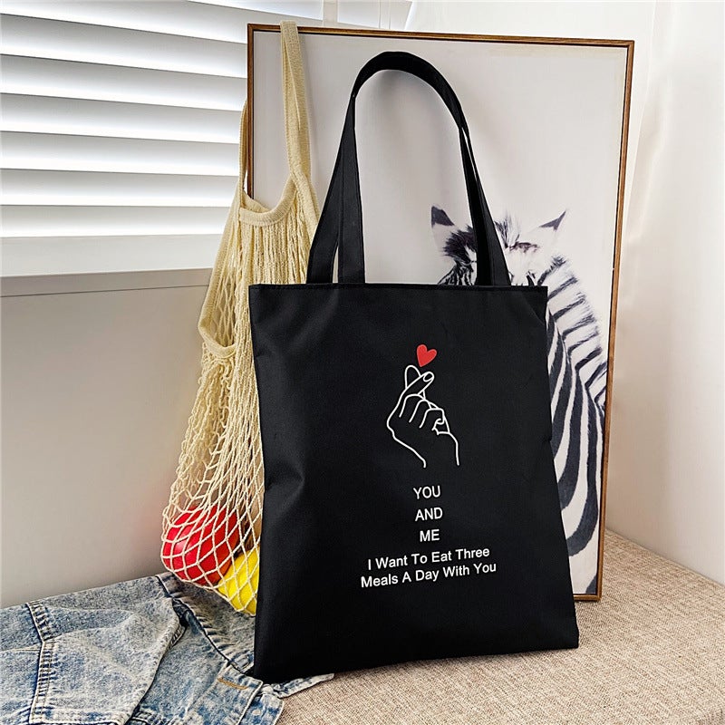 Women's Oxford Fabric Tote Bag with Heart Print