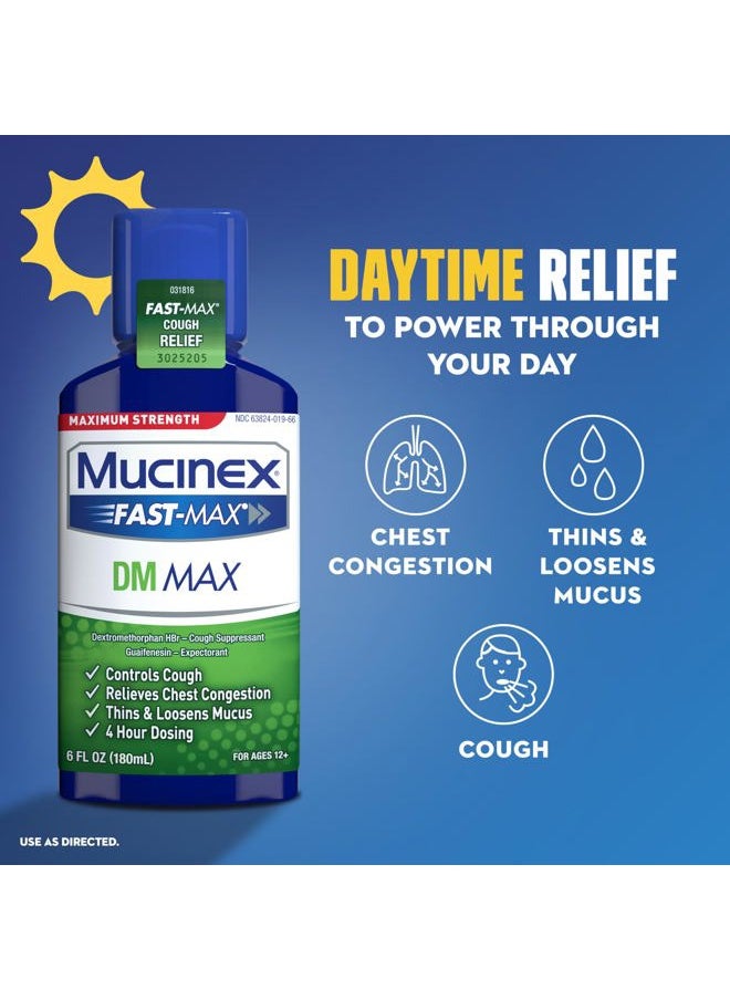 MUCINEX FastMax DM Max Cold & Flu Liquid - Thins Mucus, Relieves Cough, Chest Congestion, Pain, Fever, Sneezing, Sore Throat, Runny Nose  - Image 5