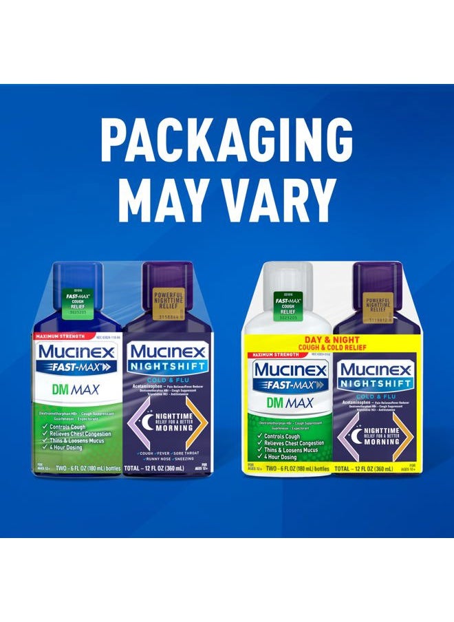 MUCINEX FastMax DM Max Cold & Flu Liquid - Thins Mucus, Relieves Cough, Chest Congestion, Pain, Fever, Sneezing, Sore Throat, Runny Nose  - Image 2