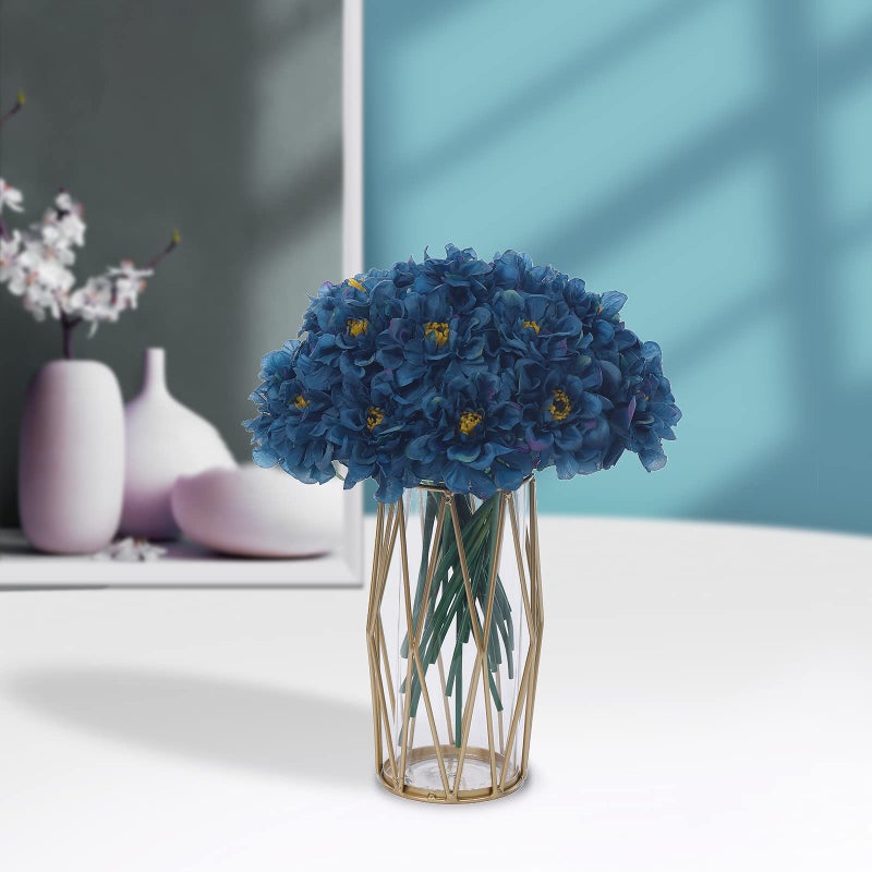 Kimura's Cabin Artificial Flowers Silk Hydrangea Chrysanthemum Ball Flowers Arrangements Bouquets 21Pcs for Home Dining Table Core Party Wedding Decoration (Navy Blue, Pack of 21) - Image 4