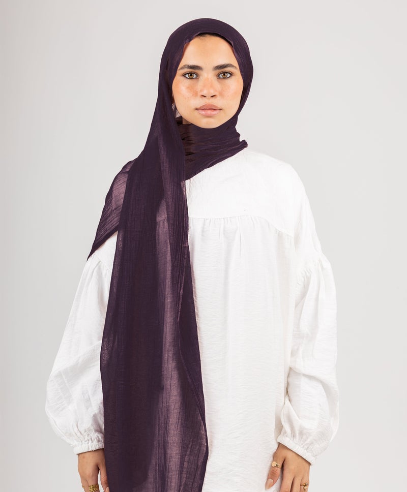 طرحة قطن أنيقة لون أرجواني غامق