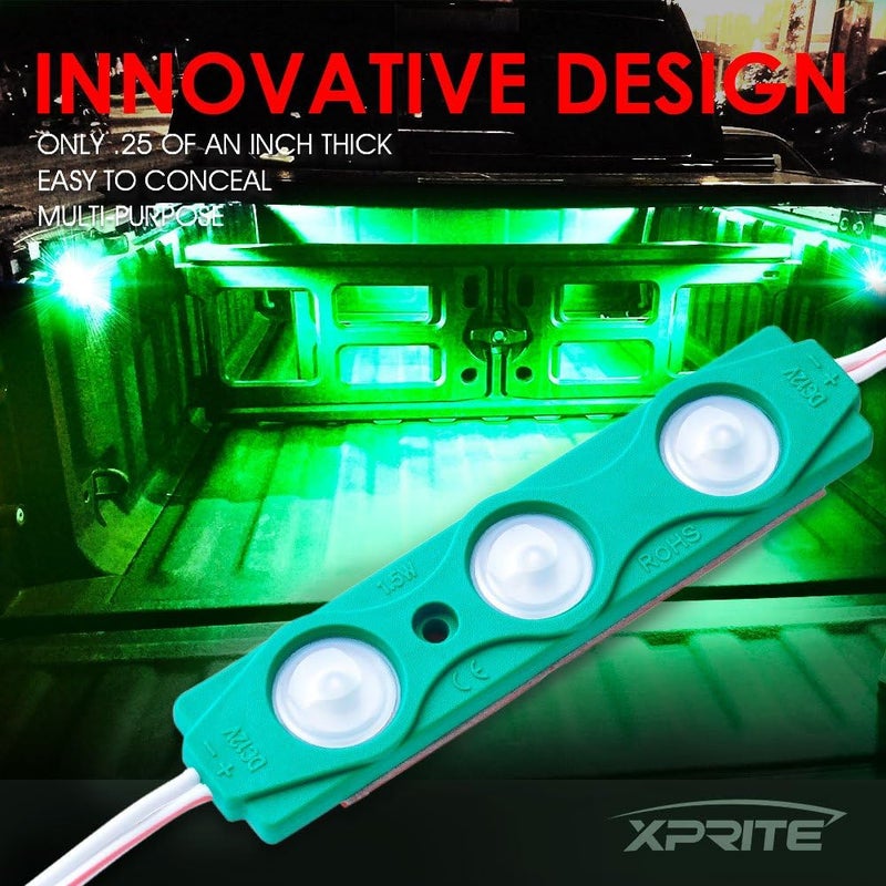 Xprite Green LED Truck Bed Light Kits with On/Off Switch, for Pickup Exterior Interior Lights Strips, Footwells, Running Boards, Cargo, Under Car, Tonneau Cover, Rail Rock Lighting - 8 PCs - Image 2