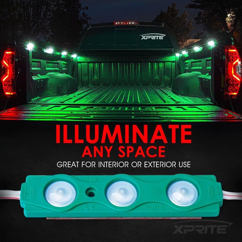Xprite Green LED Truck Bed Light Kits with On/Off Switch, for Pickup Exterior Interior Lights Strips, Footwells, Running Boards, Cargo, Under Car, Tonneau Cover, Rail Rock Lighting - 8 PCs - Image 3