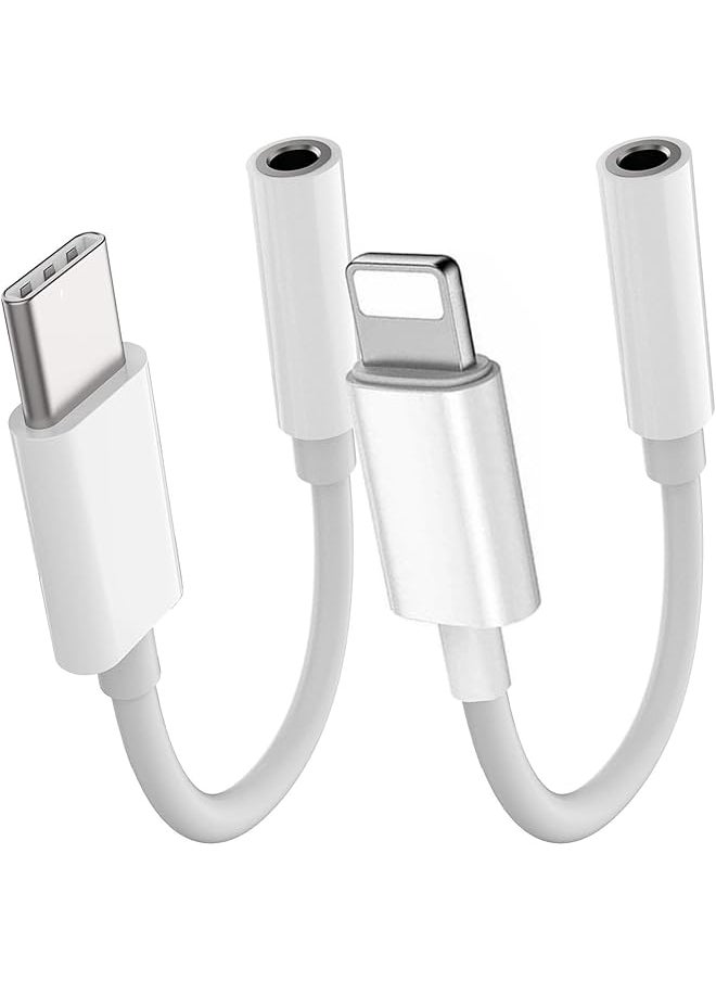 erorex 1+1Pcs Usb C Digital To 3.5 Mm Female Headphone Jack Adapter Lightning To 3.5 Mm Female Headphone Jack Adapter Compatible With Samsung Note Pixel And More Support All Ios 