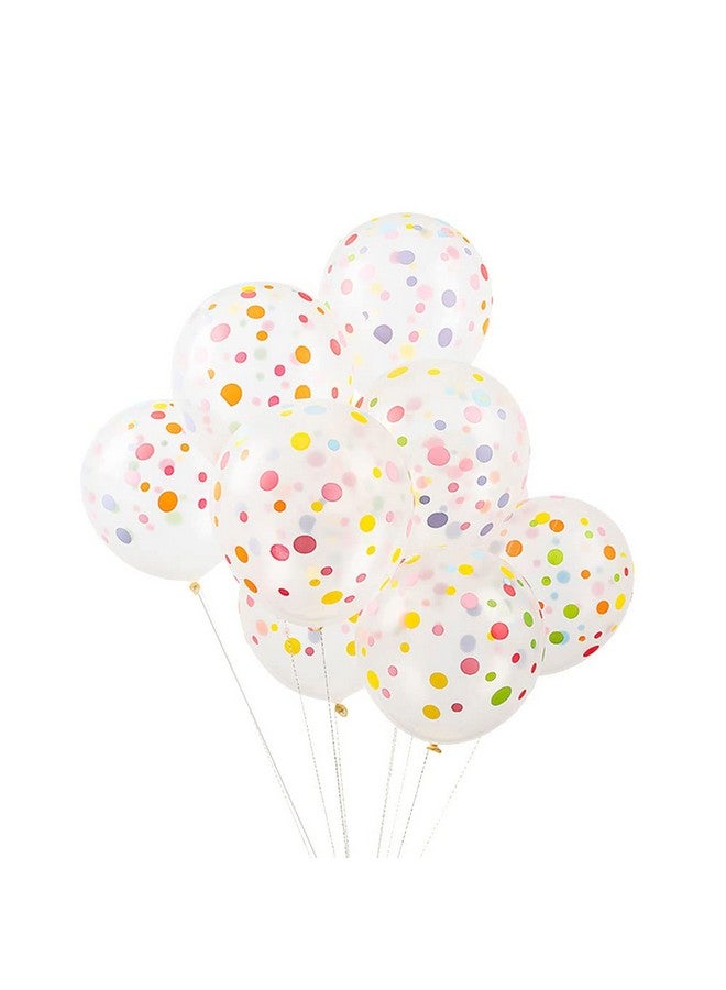 AnnoDeel 50pcs Polka Dot Balloons, 12inch Colorful Polka Dot Clear Latex Balloons Rainbow Multicolor Dots Balloons for Birthday Baby Shower Wedding Ceremony Anniversary Jungle Party Decoration - Image 1