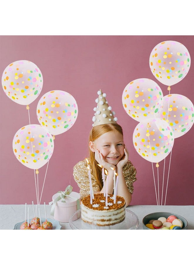 AnnoDeel 50pcs Polka Dot Balloons, 12inch Colorful Polka Dot Clear Latex Balloons Rainbow Multicolor Dots Balloons for Birthday Baby Shower Wedding Ceremony Anniversary Jungle Party Decoration - Image 4