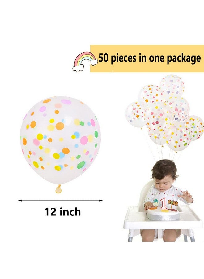 AnnoDeel 50pcs Polka Dot Balloons, 12inch Colorful Polka Dot Clear Latex Balloons Rainbow Multicolor Dots Balloons for Birthday Baby Shower Wedding Ceremony Anniversary Jungle Party Decoration - Image 2