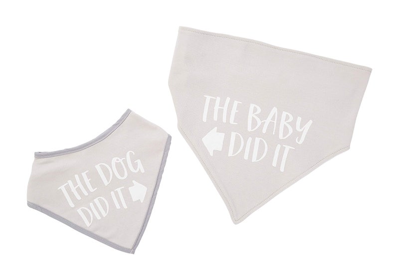 Pearhead Pet and Baby Matching Apparel Set - Funny Cotton Feeding Bib and Dog Bandana | Infants 6-36 Months + Collar Accessory for Small to Medium Dogs | Cute Idea - Image 1