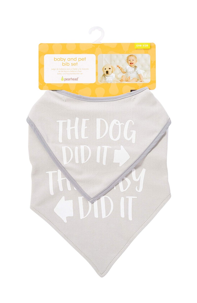 Pearhead Pet and Baby Matching Apparel Set - Funny Cotton Feeding Bib and Dog Bandana | Infants 6-36 Months + Collar Accessory for Small to Medium Dogs | Cute Idea - Image 2