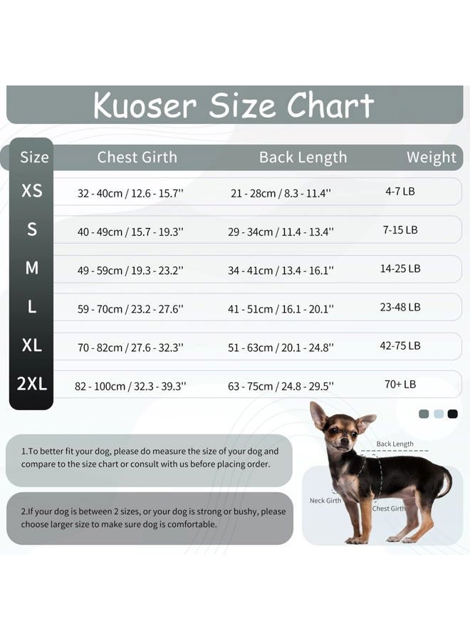 Kuoser بدلة جراحة للكلاب إناث للتعقيم، بدلة استشفاء ناعمة للكلاب الذكور للتعقيم، بدلة مضادة للّعق، بدلة جراحة للكلاب لاستعادة الصحة، بدلة جراحة تنفسية للكلاب بعد الجراحة، خطوط سوداء XS - Image 2