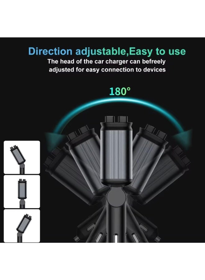 SUKILO 4-in-1 Starry Sky Retractable Car Charger with USB-C & USB-A Cables, Fast Charging, Star Projector LED, Overcharge Protection Compatible with 12V/24V Vehicles - Image 3