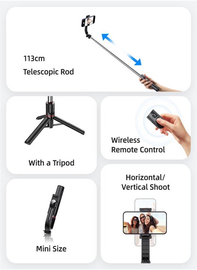 Usams - Selfie Sticks with Tripod and Extendable Selfie Sticks Bluetooth Remote Controller for GoPro, iPhone and Android Phones: Take Stunning Selfies and Group Shots with This Portable and Lightweight Selfie Stick - Image 1