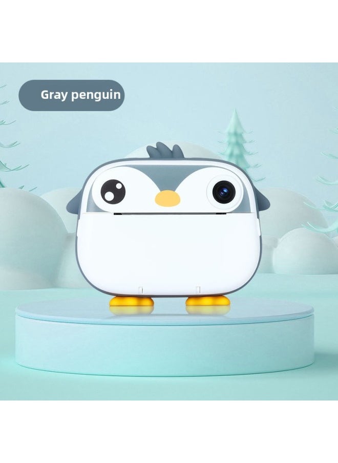 Children's Polaroid Cartoon Smart Camera Can Take Photos And Print Digital Small SLR Mini Camera-Color:M08 Gray Penguin (printable)  - Image 1