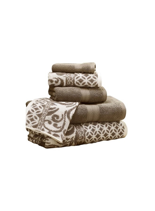 Modern Threads Trefoil Filigree 6-Piece Reversible Yarn Dyed Jacquard Towel Set - Bath Towels, Hand Towels, & Washcloths - Super Absorbent & Quick Dry - 100% Combed Cotton  - Image 4