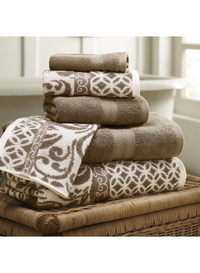 Modern Threads Trefoil Filigree 6-Piece Reversible Yarn Dyed Jacquard Towel Set - Bath Towels, Hand Towels, & Washcloths - Super Absorbent & Quick Dry - 100% Combed Cotton  - Image 1