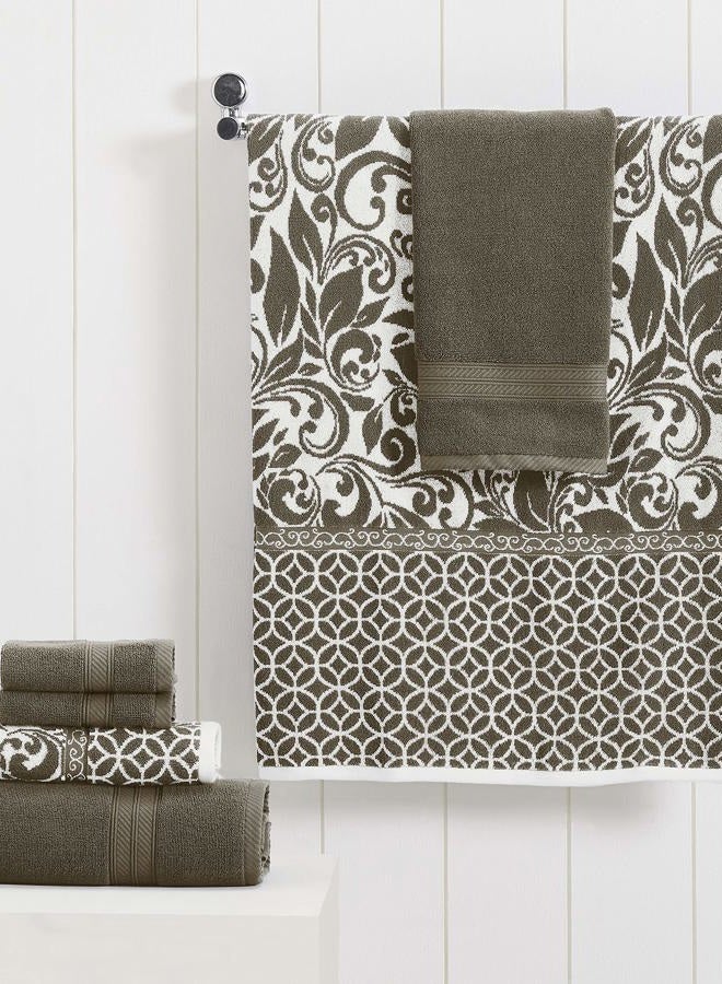 Modern Threads Trefoil Filigree 6-Piece Reversible Yarn Dyed Jacquard Towel Set - Bath Towels, Hand Towels, & Washcloths - Super Absorbent & Quick Dry - 100% Combed Cotton  - Image 2