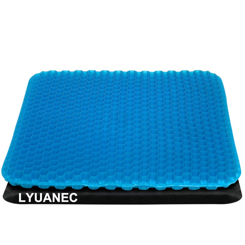 LYUANEC Gel Seat Cushion for Long Sitting - 20" x 20" x 1.8" (Extra Thickï¼†Soft) Gel Cushion for People Over 140 lbs, Pressure Relief Cushion for Office Chair, Egg Cushions for Wheelchair, Gel Pad for Car - Image 1