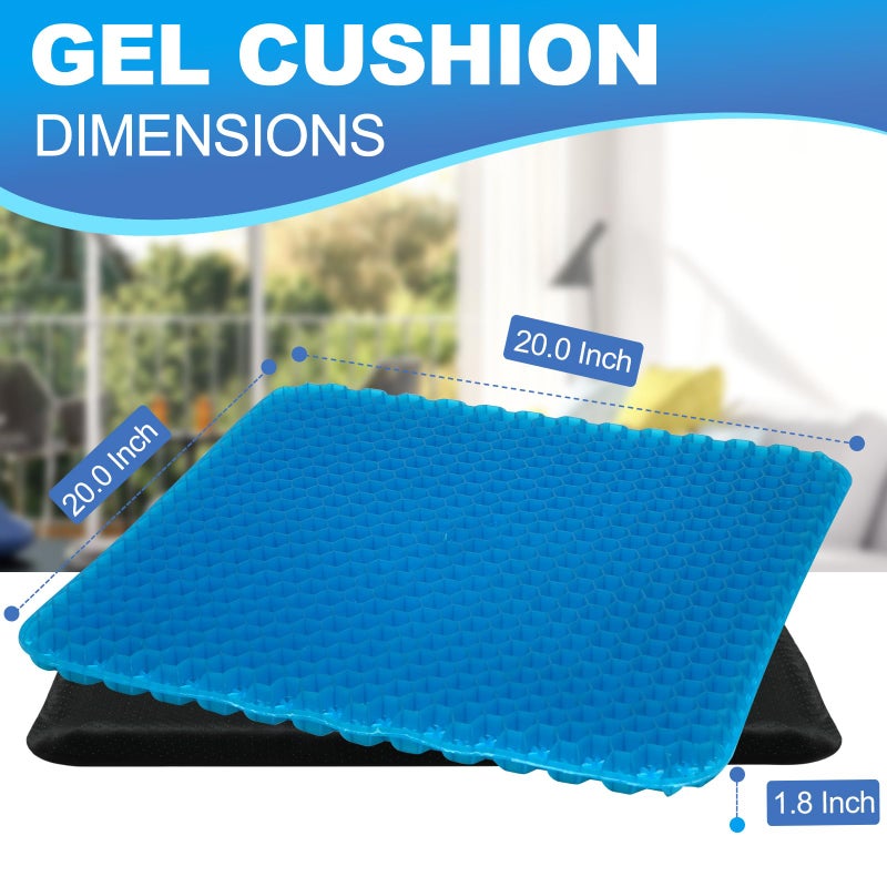 LYUANEC Gel Seat Cushion for Long Sitting - 20" x 20" x 1.8" (Extra Thickï¼†Soft) Gel Cushion for People Over 140 lbs, Pressure Relief Cushion for Office Chair, Egg Cushions for Wheelchair, Gel Pad for Car - Image 2