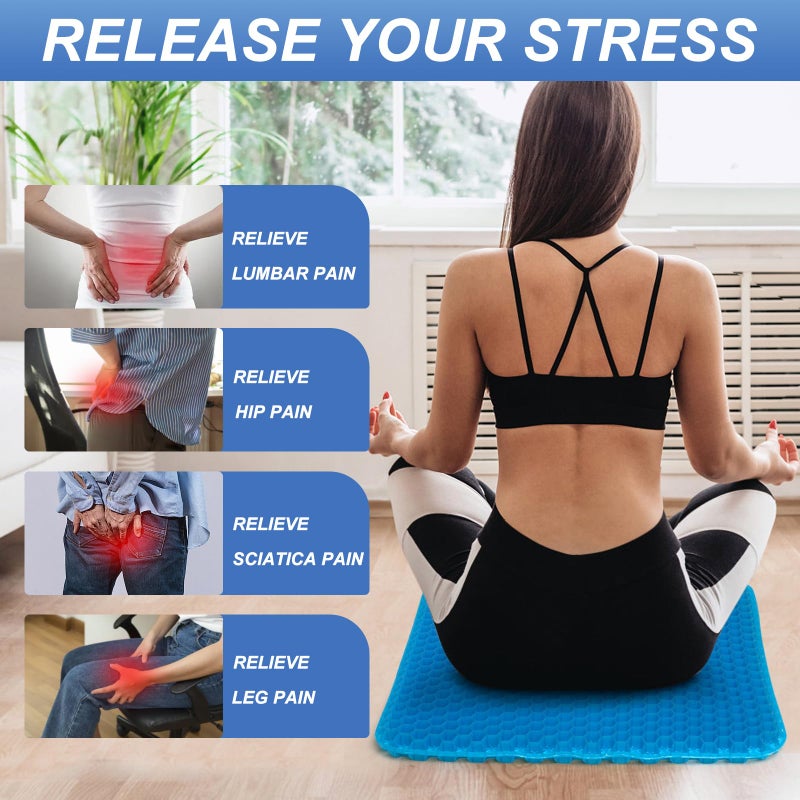 LYUANEC Gel Seat Cushion for Long Sitting - 20" x 20" x 1.8" (Extra Thickï¼†Soft) Gel Cushion for People Over 140 lbs, Pressure Relief Cushion for Office Chair, Egg Cushions for Wheelchair, Gel Pad for Car - Image 3