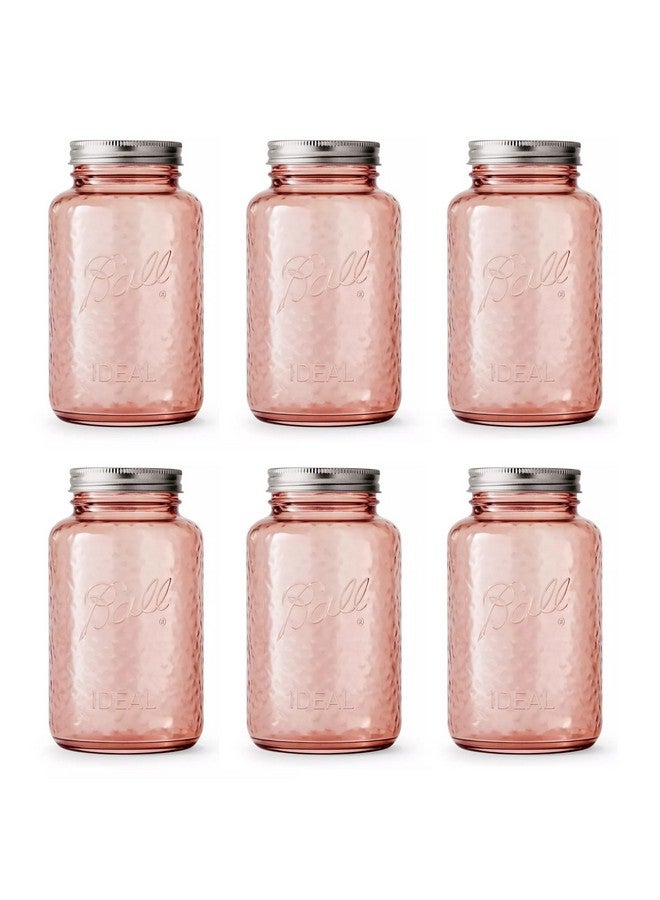 Ball Ball Collectors Edition Vintage Rose Colored Canning Jars, Regular Mouth Quart Jars with Lids and Bands, 32 Oz Each, Pack of 6, 2166214-6PK  - Image 1