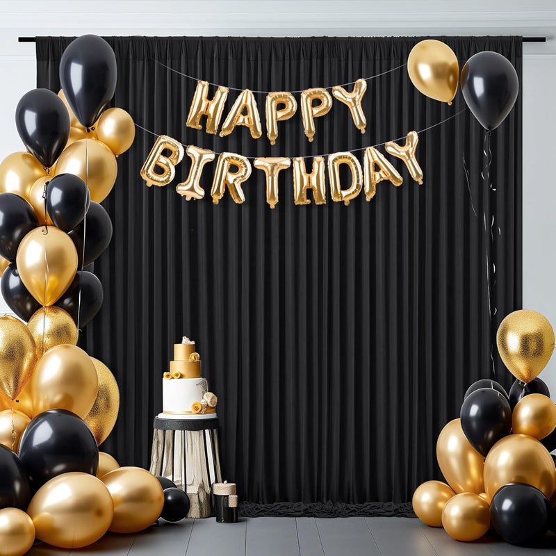 PARTISKY 24x10FT Black Backdrop Curtains for Wedding Parties, Wrinkle Free Polyester Photography Backdrop Drapes for Wedding Baby Shower Birthday Parties Stage Background Stand Decorations 4x10ft,6 Panels - Image 3