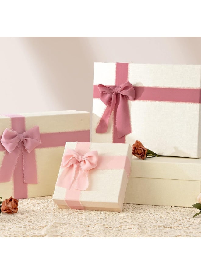 3 فاخر لفات شريط حرير شيفون مهدب - 4 سم × 5 أمتار بشريط بحواف ممزقة يدويًا لديكورات الزفاف، تغليف الهدايا، الأعمال اليدوية (جاهز لباقات العروس) - Image 5