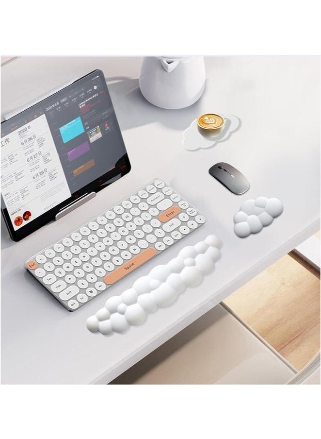 HOOPZOZA Keyboard Wrist Rest Set with Cup Coaster PU Memory Foam Computer mouse wrist rest Soft and Elastic Ergonomic Design for Typing Comfortably for Office Home (Keyboard not Included)  - Image 4