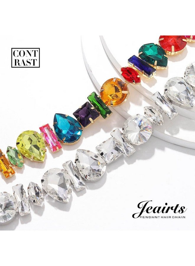 JEAIRTS Rhinestone Choker Necklace Sparkly Crystal Choker Statement Prom Necklaces For Women(1-Silver) - Image 4