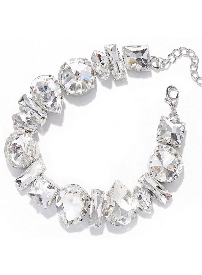 JEAIRTS Rhinestone Choker Necklace Sparkly Crystal Choker Statement Prom Necklaces For Women(1-Silver) - Image 1