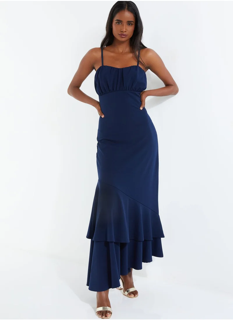 QUIZ Asymmetric Hem Tie Strap Dress