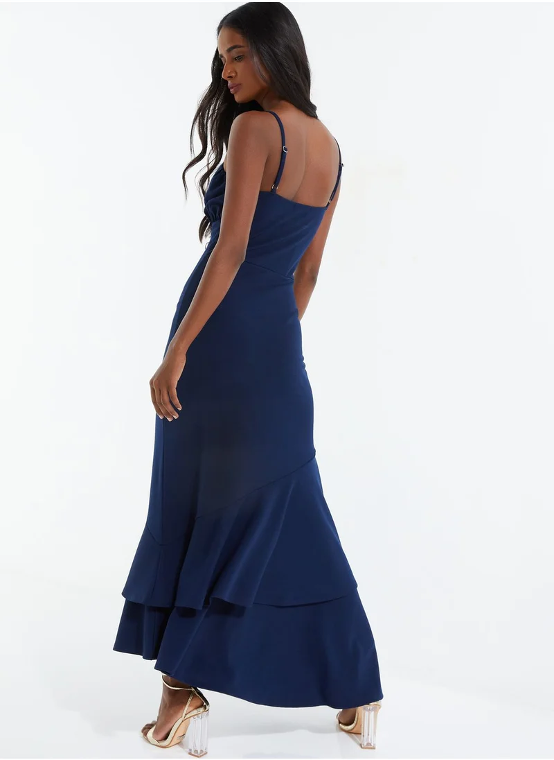 QUIZ Asymmetric Hem Tie Strap Dress