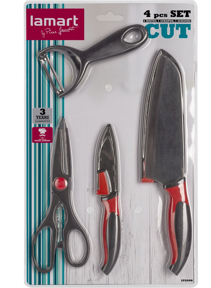 Lamart 4 PC. SET – 2 KNIVES, A SCRAPER AND SCISSORS - Image 1