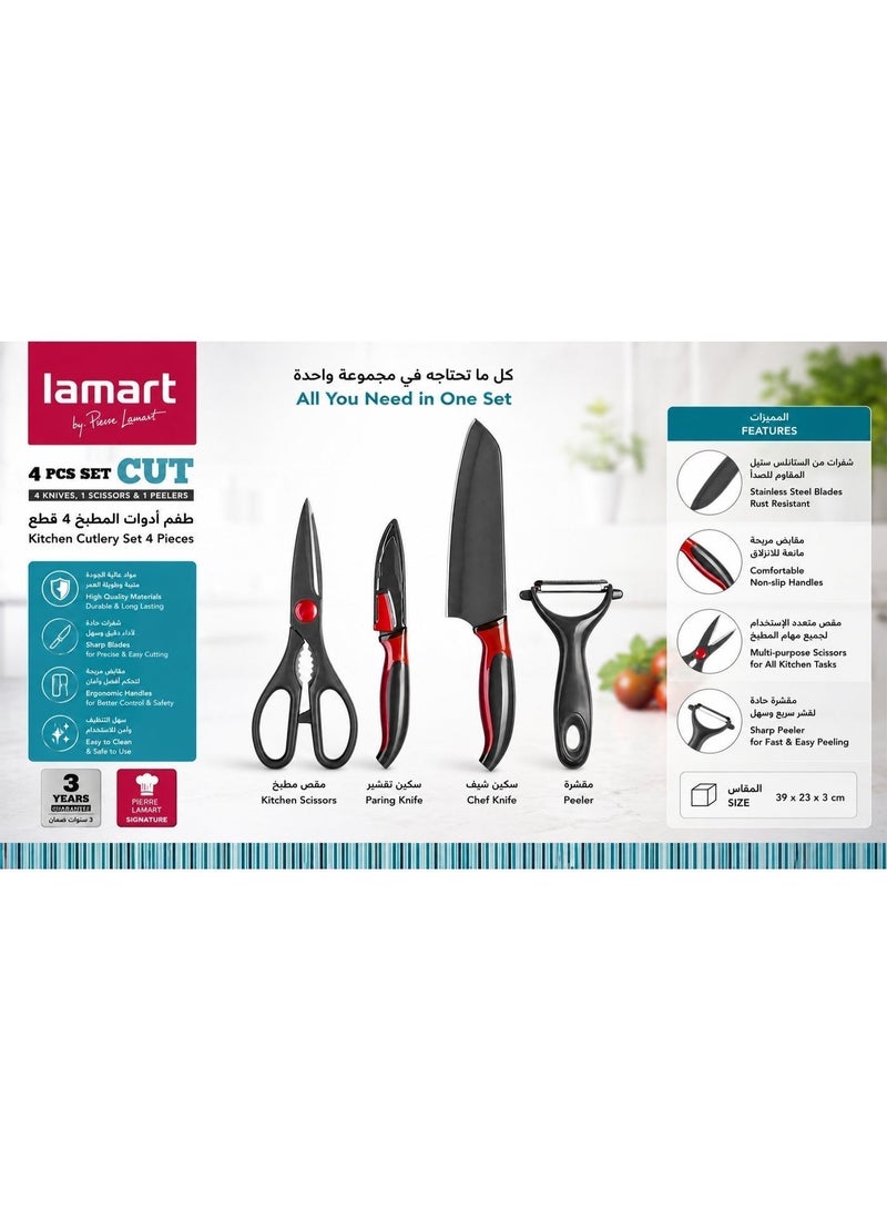 Lamart 4 PC. SET – 2 KNIVES, A SCRAPER AND SCISSORS - Image 3