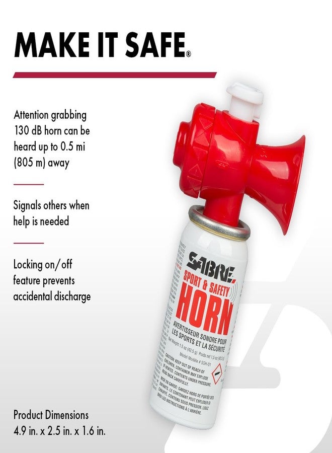 SABRE Sport and Safety Horn, 130 dB Air Horn, 60 ¼ Second or 25 ½ Second Bursts, Audible Up To 1/2-Miles (804-Meters), Perfect for Use at Sporting Events, Boating, Camping, Hiking - Image 2