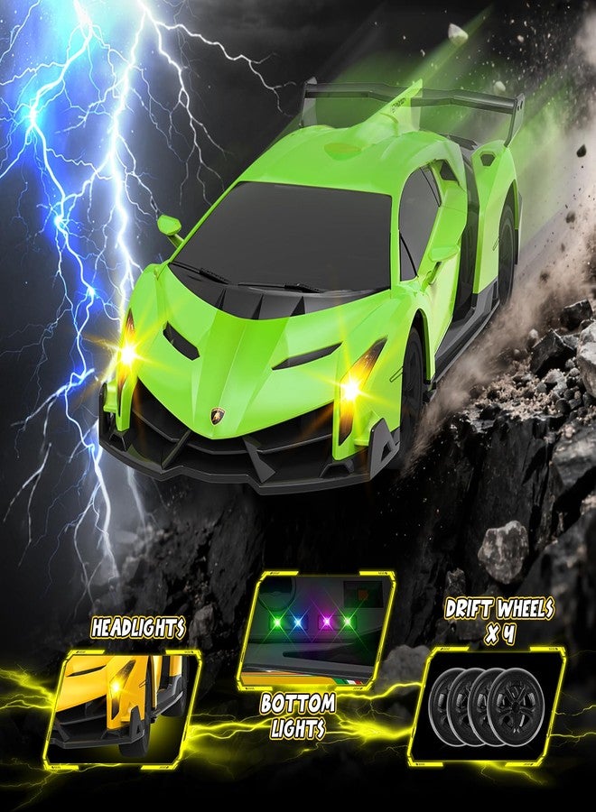 Innofans Lamborghini Remote Control Car, Officially Licensed 1:24 Scale 2.4GHz RC Drift Car Toys with Headlight PCS, Lambo Hobby Rc Cars for Boy Girl 4-12 Years Old, Birthday Gift (Green) - Image 3