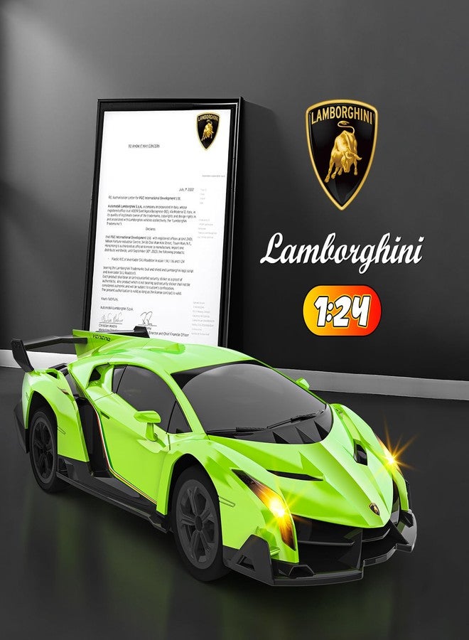 Innofans Lamborghini Remote Control Car, Officially Licensed 1:24 Scale 2.4GHz RC Drift Car Toys with Headlight PCS, Lambo Hobby Rc Cars for Boy Girl 4-12 Years Old, Birthday Gift (Green) - Image 2