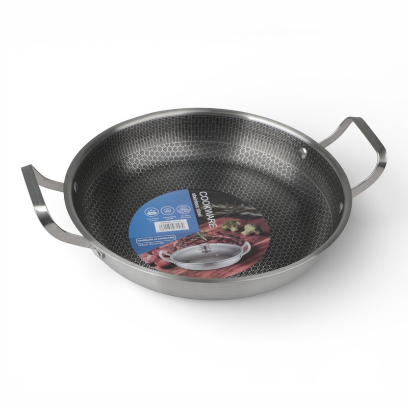 Bister Stainless Steel Saute Pan 30 cm with Lid, Nonstick Honeycomb Coating, Dual Handles, Dishwasher Safe, Compatible with All Cooktops - Image 4