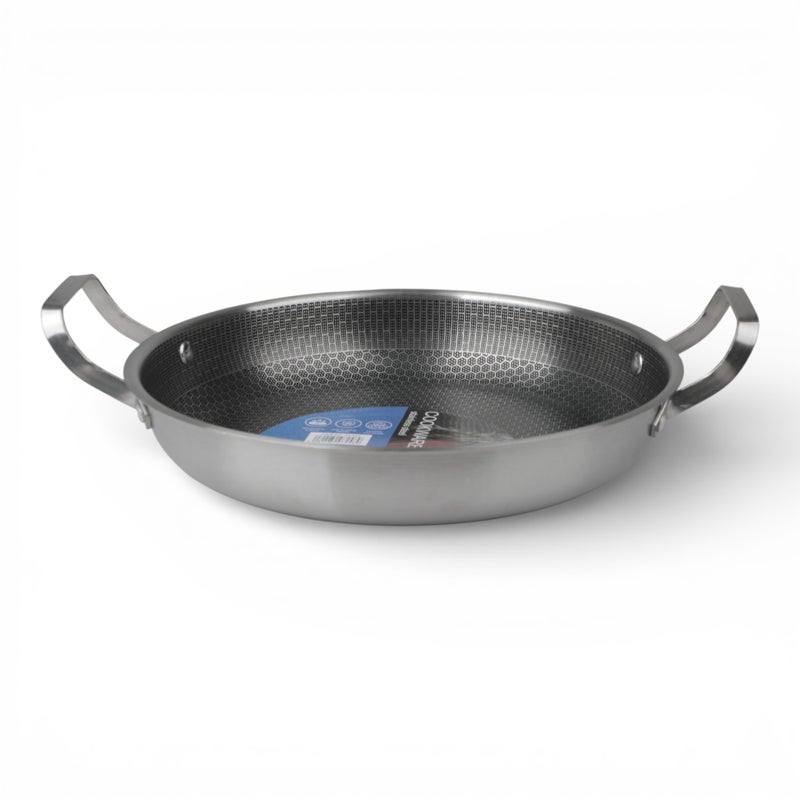 Bister Stainless Steel Saute Pan 30 cm with Lid, Nonstick Honeycomb Coating, Dual Handles, Dishwasher Safe, Compatible with All Cooktops - Image 3