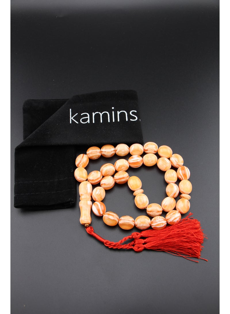 Kamins Collection Creamy Orange Amber Tasbih - Image 1