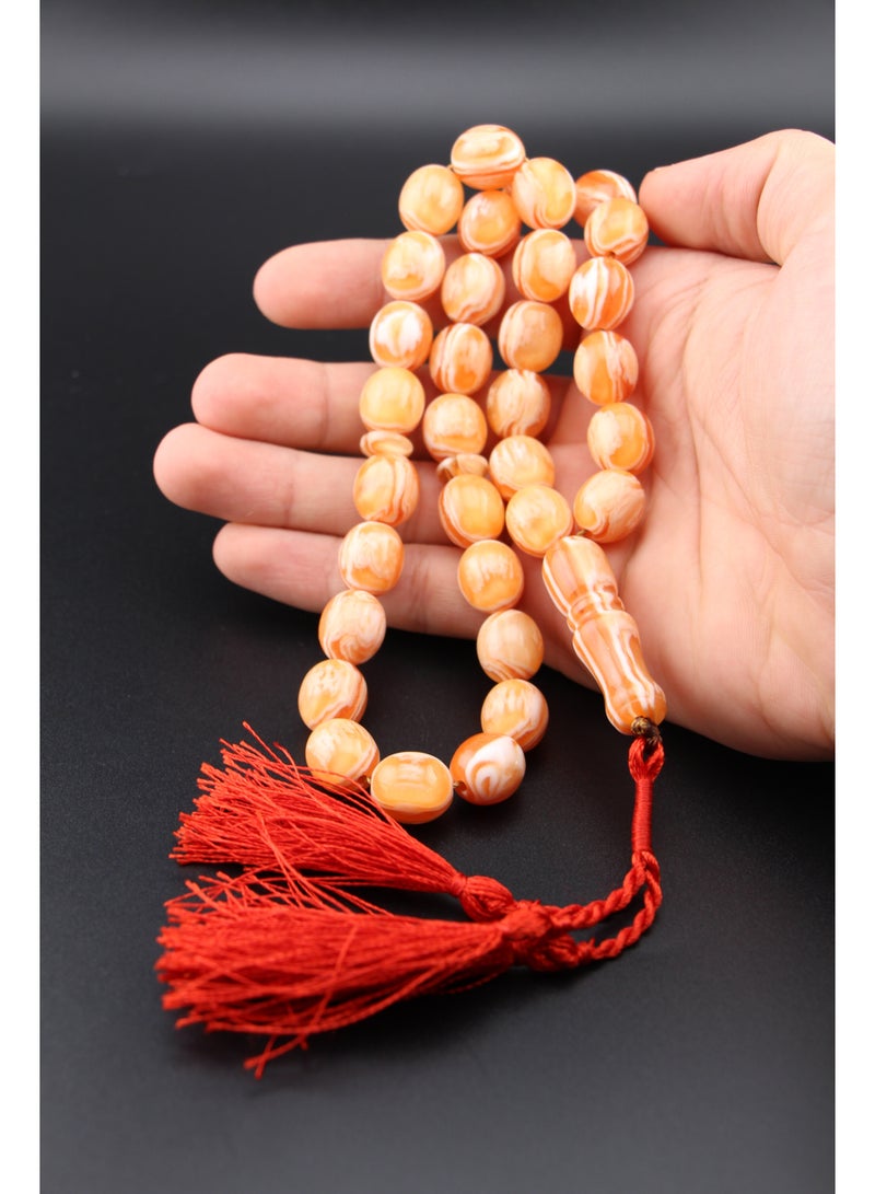 Kamins Collection Creamy Orange Amber Tasbih - Image 5