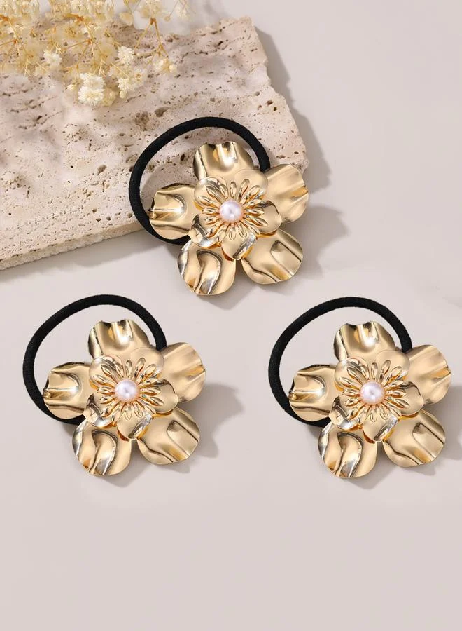 Take Two Pack of 3 - Golden Flower Hair Tie