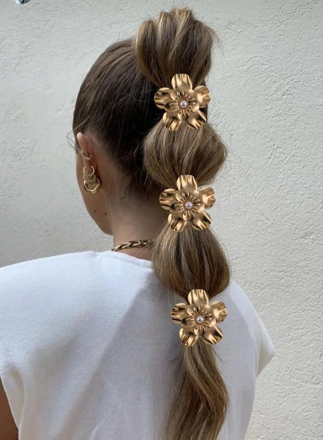 Take Two Pack of 3 - Golden Flower Hair Tie