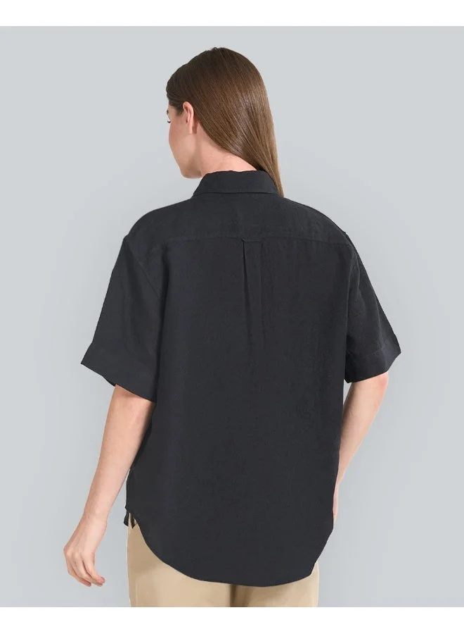 غانت قميص نسائي كتان غانت بأكمام قصيرة مريح